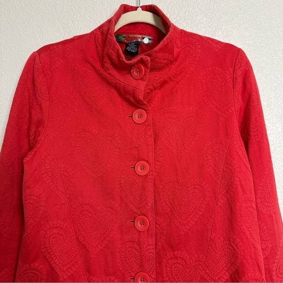 Desigual Red Heart Embroidered Jacquard Long Sleeves Peacoat, Sz Medium - Picture 4 of 14